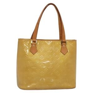 LOUIS VUITTON Monogram Vernis Houston Hand Bag Beige M91004 LV Auth 134515